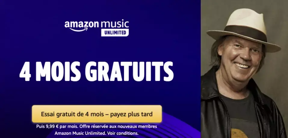 Neil Young offre 4 mois gratuits d'Amazon Music Unlimited