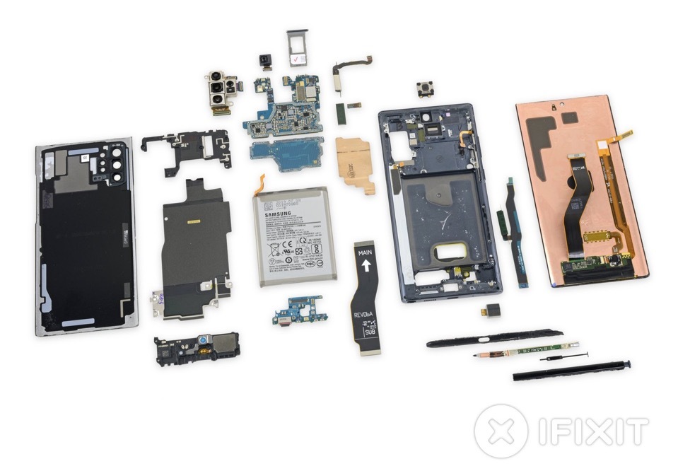 iFixit démonte le Note10+ : à quoi ressemblent les entrailles d'un smartphone 5G ?