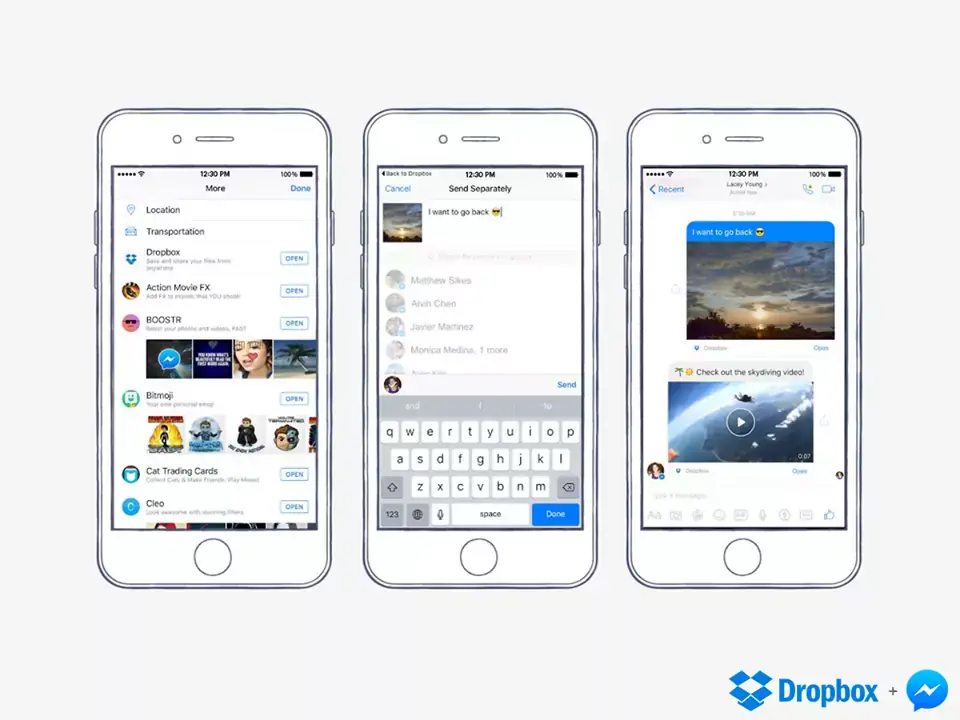 Facebook Messenger accepte les fichiers Dropbox dans les conversations