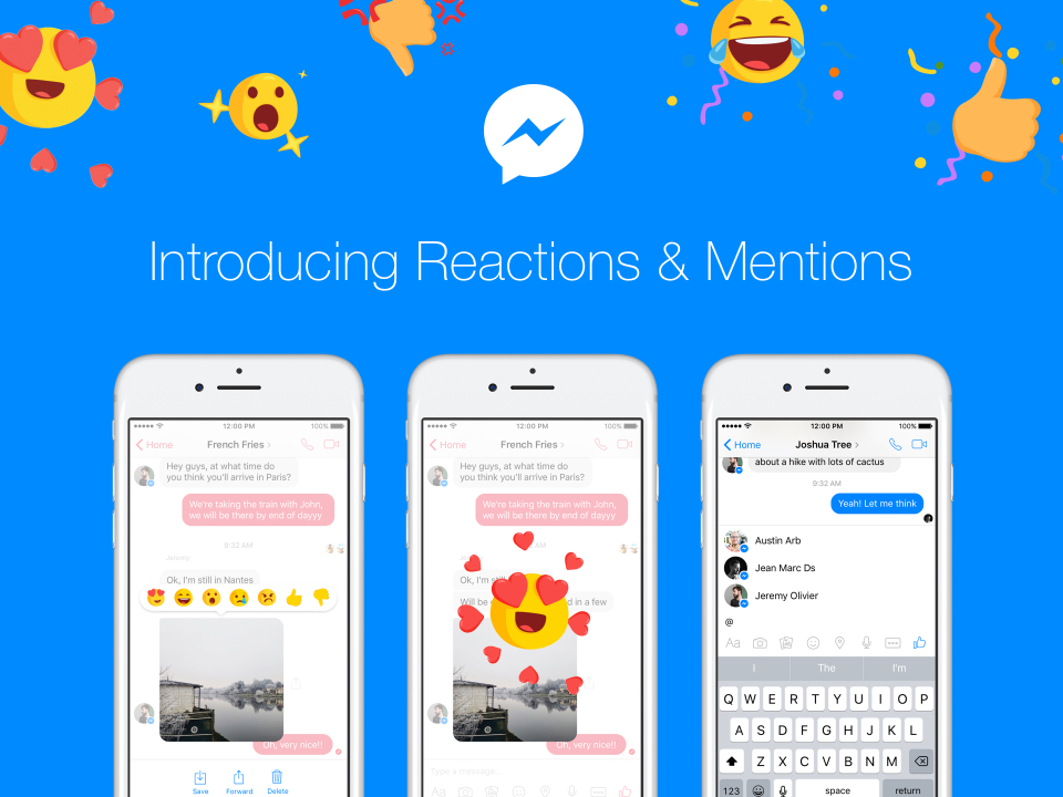 Facebook introduit des "réactions" et des "mentions" dans Messenger