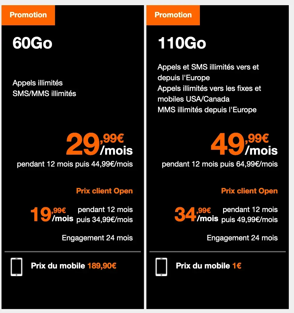 Orange propose l'iPhone SE à partir de 1€ avec un forfait 110 Go à 49,90€ sur 24 mois