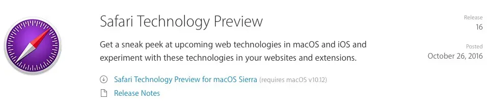 Safari Technology Preview 16 est disponible