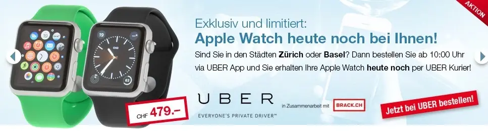 Insolite : Uber livre des Apple Watch en Suisse