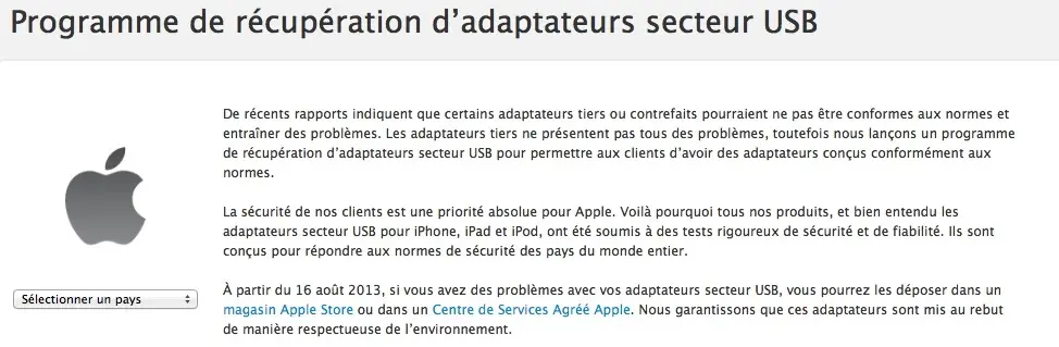 Le programme de récupération d’adaptateurs secteur USB étendu à la France