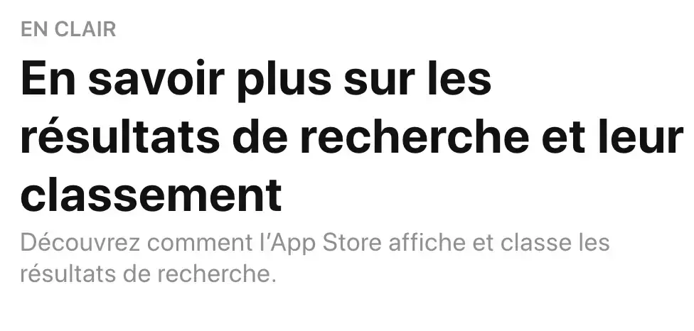 Apple affiche un (très) bref message sur les résultats de recherche