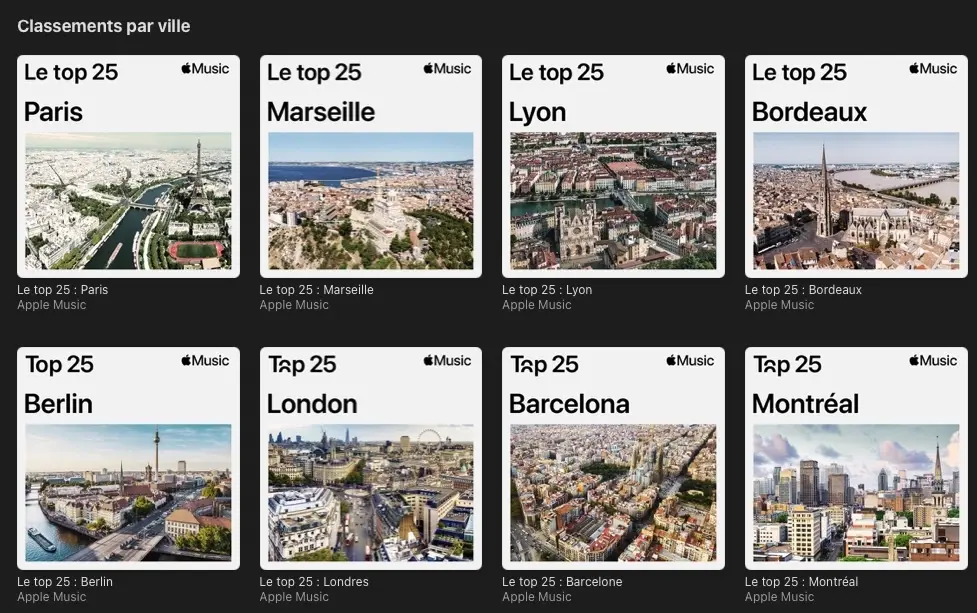 Apple Music : 4 villes françaises pour les "City Charts"