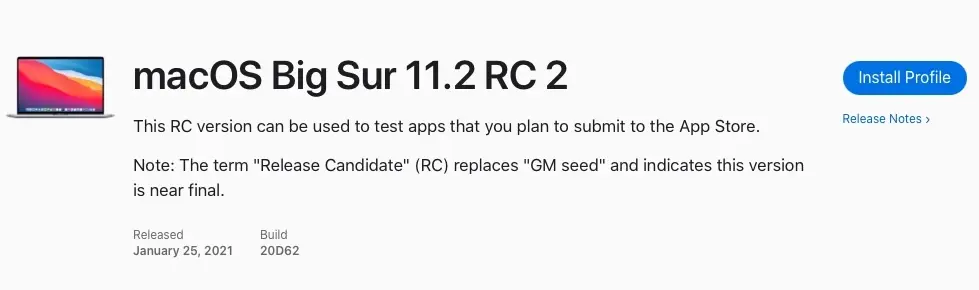 Une seconde Release Candidate pour macOS Big Sur 11.2