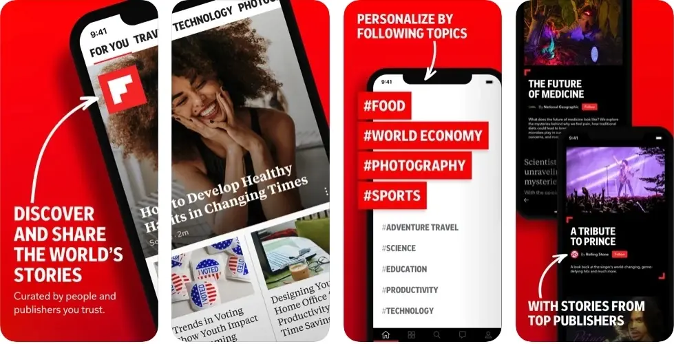 Flipboard permet de choisir les sujets du fil d'actualité