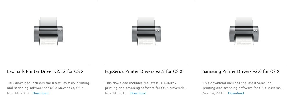 Apple met à jour les pilotes d'impression Samsung, Lexmark & Fuji-Xerox