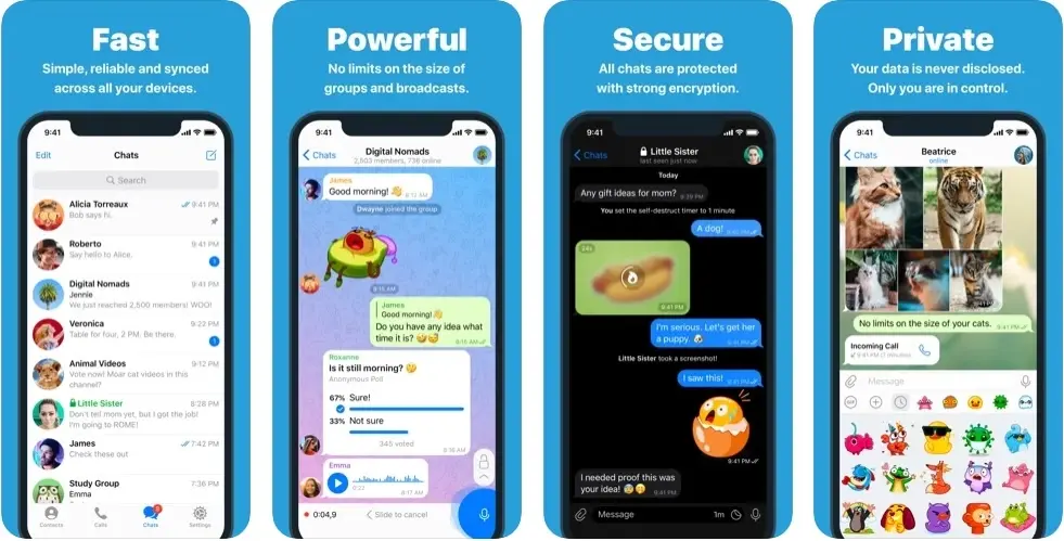 Des appels vidéo de groupe et des arrière-plans animés pour Telegram sur iOS