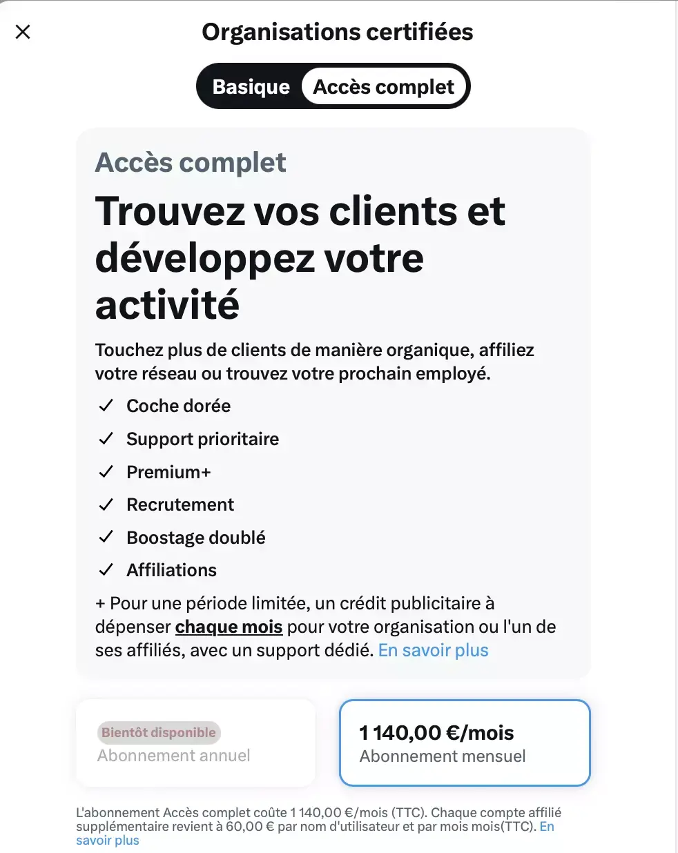 Le badge doré de X / Twitter passe à 228 euros par mois (et c'est très cher) !