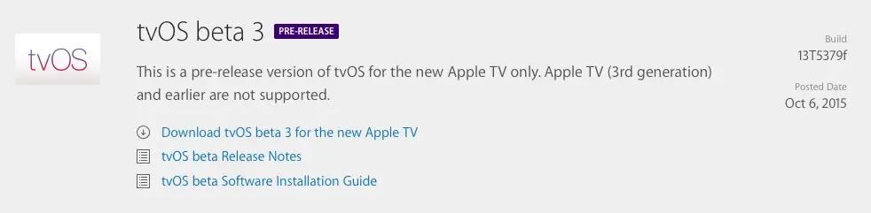 Apple propose tvOS beta 3 et iOS 9.1 Beta 4