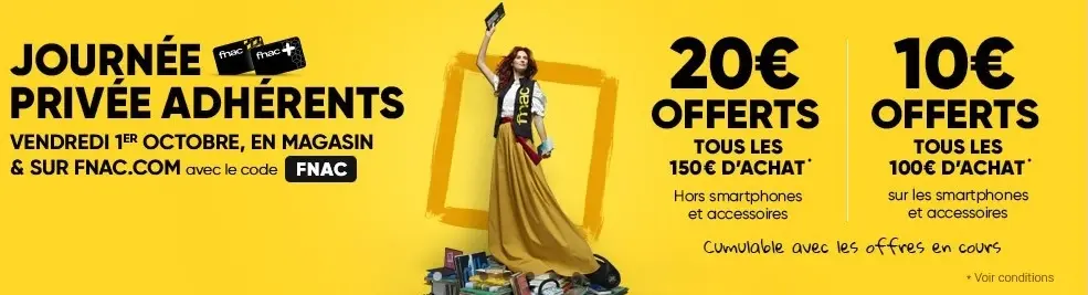 Promos : 20€ offerts tous les 150€ d'achat à la Fnac, 30% de réduction sur Withings