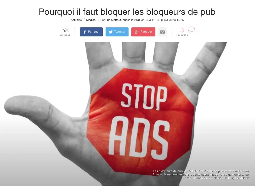 Les médias français sensibilisent leur lectorat face au "défi AdBlock"