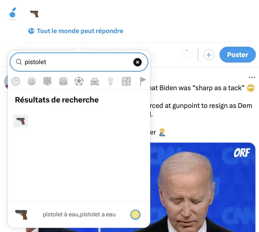 L'émoji pistolet fait son retour sur X (ex-Twitter)