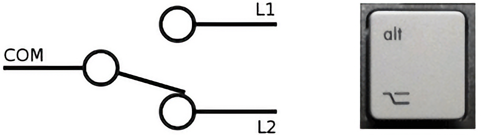 Autre origine probable du symbol&nbsp;⌥&nbsp;: le switch en &eacute;lectricit&eacute;.