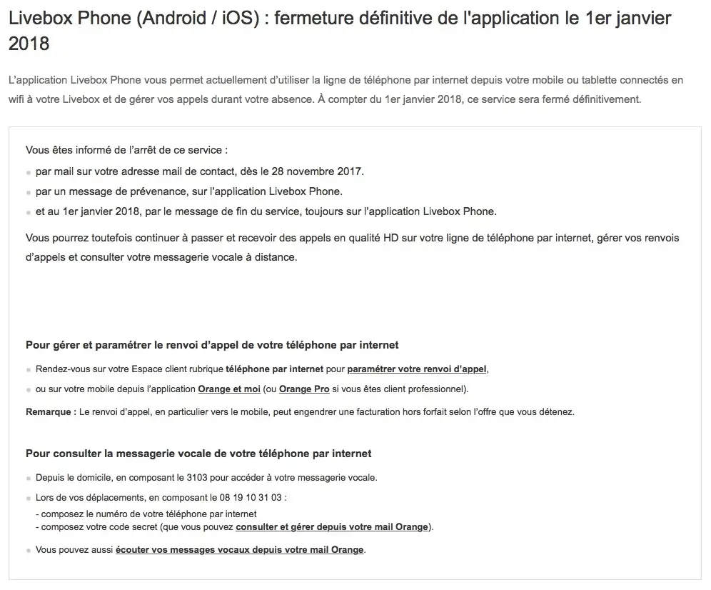 Orange fermera définitivement le service Livebox Phone en janvier 2018
